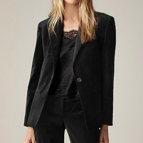 J. Crew Jackets & Blazers - J.Crew Single Breasted Alexandra Sleek Velvet Black Blazer Size 00 NWT
